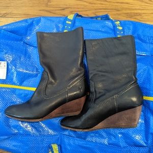Frye Missy leather wedge booties